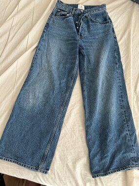 Anine Bing High Waist Cropped Wide Legged Denim (24)